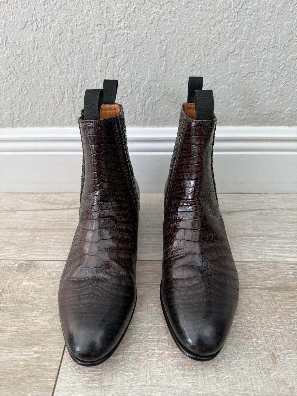 Men's Croc-Embossed Chelsea Boots in Dark Brown men 11.5